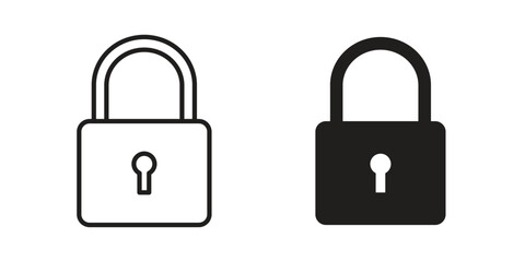 Lock icon set, collection of icon in editable strokes and flat versions © Vince