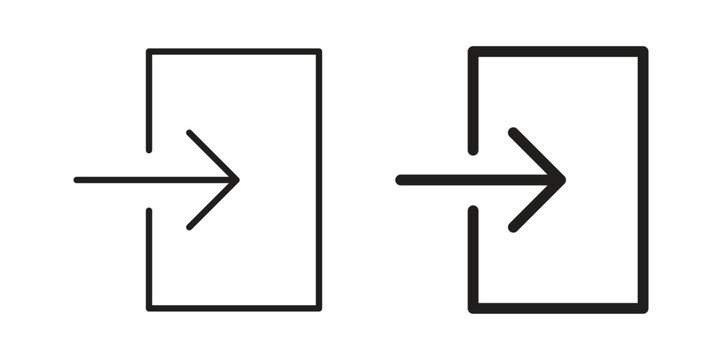 Log in icon set, collection of icon in editable strokes and flat versions