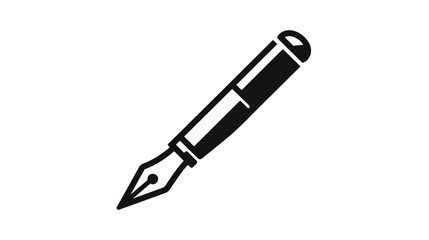 Fototapeta premium Black and White Fountain Pen Vector Icon Illustration. Classic Writing Tool, Education, Communication, and Creative Symbol.