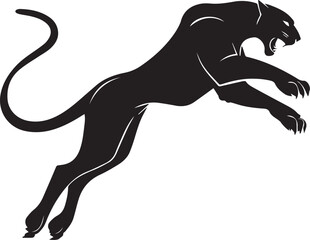 Aggressive Jumping Panther Silhouette Vector Logo Isolated on White Background © Rohan