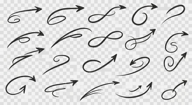 Collection of various black curved arrows.