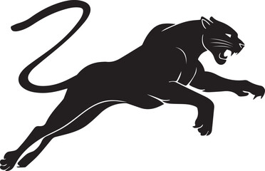 Aggressive Jumping Panther Silhouette Vector Logo Isolated on White Background © Rohan