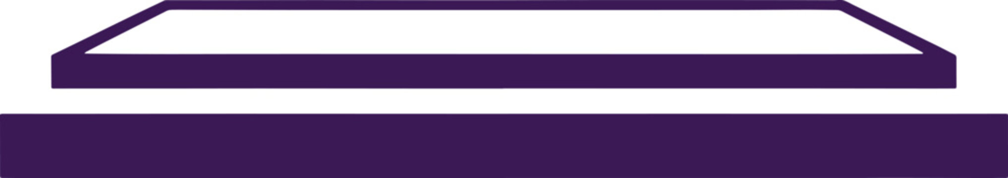 Purple trapezoidal shape with a rectangular base and a smaller trapezoid on rectangle geometric