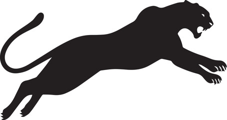 Aggressive Jumping Panther Silhouette Vector Logo Isolated on White Background © Rohan