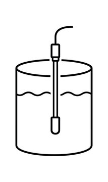 Liquid level sensor icon. probe, dipstick, sensor, tank, measurement, immersion, monitoring, fluid level. line and flat vector illustration.