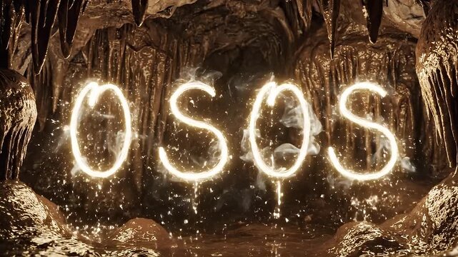 Glowing cave with Osos sign.