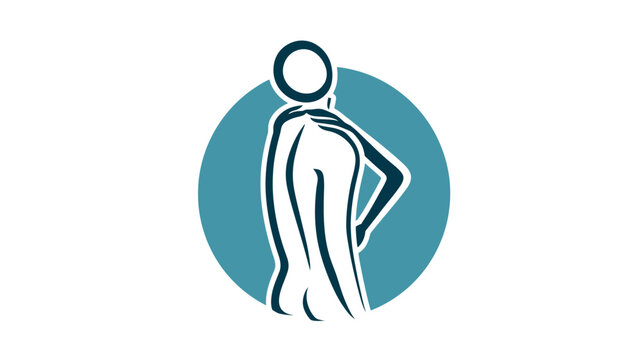 Stylized person experiencing shoulder pain or upper back discomfort, health medical problem icon illustration