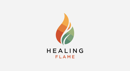 Fototapeta premium Abstract flame logo design with leaf and modern vector illustration