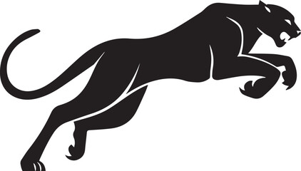 Aggressive Jumping Panther Silhouette Vector Logo Isolated on White Background © Rohan