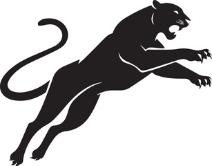 Aggressive Jumping Panther Silhouette Vector Logo Isolated on White Background © Rohan