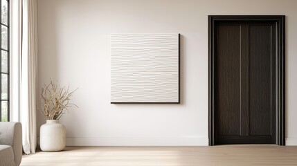 Fototapeta premium Minimalist art installation in modern living room contemporary design soft natural light elegant atmosphere