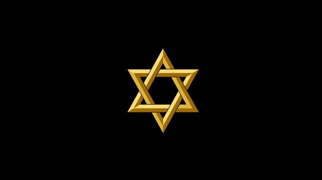 Shimmering Golden Star of David against a dark black background, a powerful and elegant symbol of Jewish faith, culture, and spirituality.