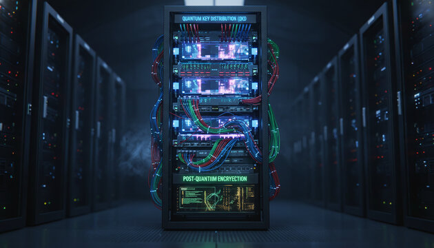 Quantum Key Distribution QKD server rack for post quantum cryptography