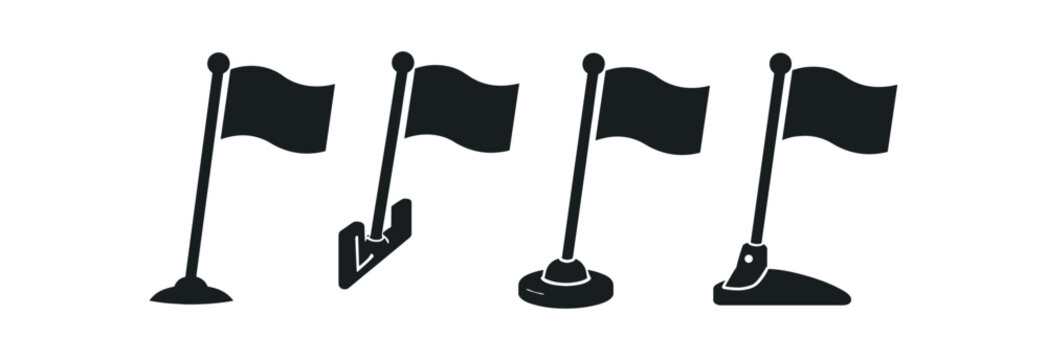 Flag on base icon set. marker, waypoint, map pin, stake, location, navigation, checkpoint. line, flat and colored vector icon set.