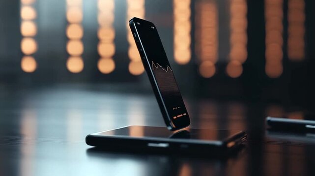 Smartphone on wireless charger indoors.