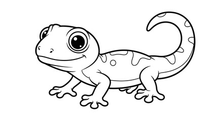 Fototapeta premium A Friendly Reptile Animated Artwork Showing a Happy Gecko with Big Eyes and Marked Skin in a Black and Grey Monochrome Perfect for Children's Educational Resources and Creative Projects