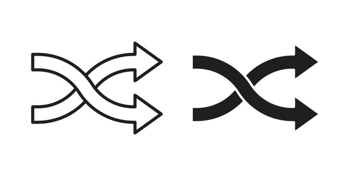 Shuffle icon set, collection of icon in editable strokes and flat versions