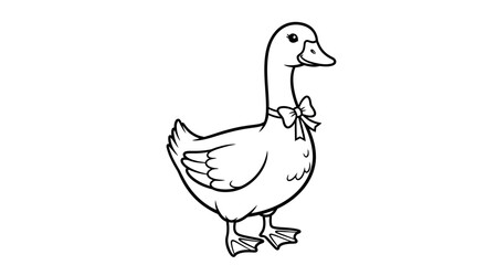 Fototapeta premium Charming Goose with a Bow Adorable Black and Grey Rendering Depicting a Graceful Bird Perfect for Children's Literature and Whimsical Designs