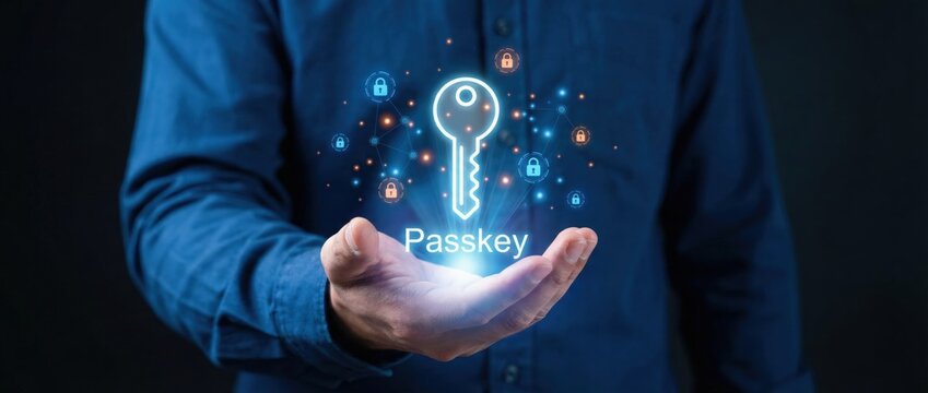 Unlocking digital security the role of passkeys in protecting personal data modern technology graphic representation dark background close-up view cybersecurity concept