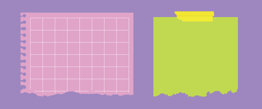 Colorful torn paper notes element vector set