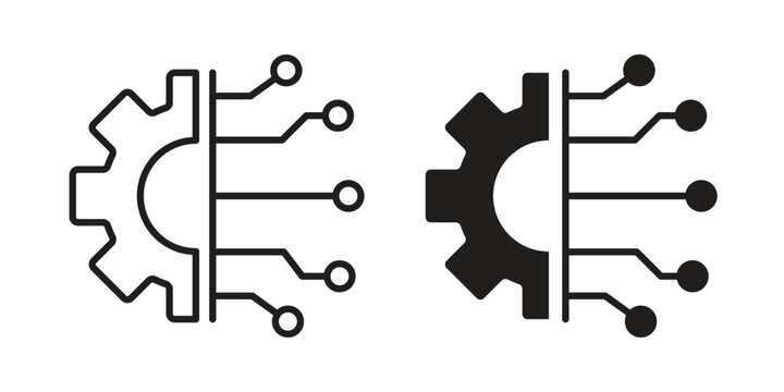 Technology icon set, collection of icon in editable strokes and flat versions