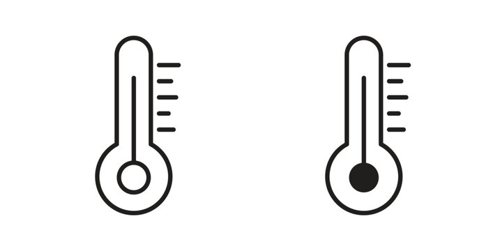 Temperature icon set, collection of icon in editable strokes and flat versions