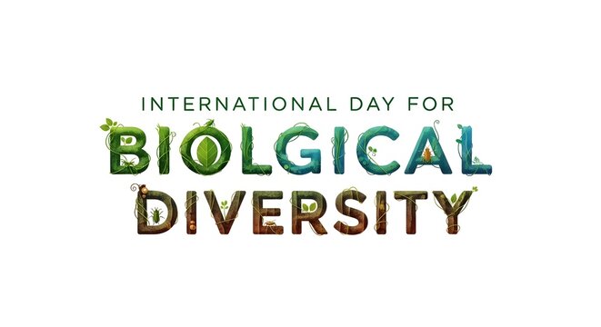 International day for biological diversity text isolated on white background