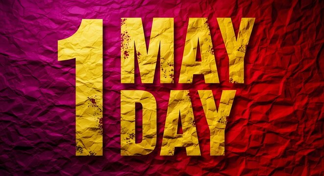 May day celebration bold typography on a vibrant textured background