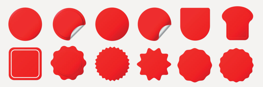 Red sticker shapes collection vector elements