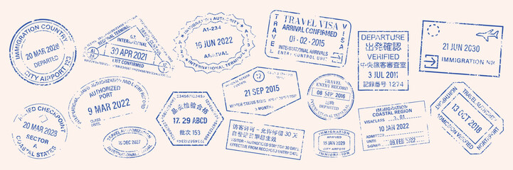 Collection of international passport stamps vector elements © Rawpixel.com