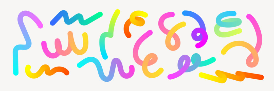 Colorful abstract squiggle pattern element vector set