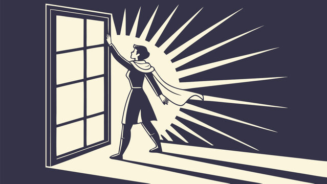 Person holding an earth shaped balloon entering a room with sunlight