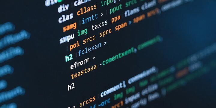Code, HTML, php web programming source code. Cjding, programming, development concept. Abstract code background