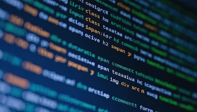 Code, HTML, php web programming source code. Cjding, programming, development concept. Abstract code background