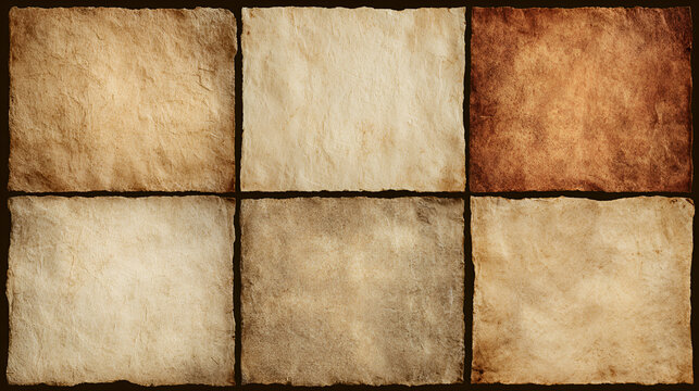 Vintage paper texture set, aged parchment sheet collection, old antique background isolated for retro design Stock Vector