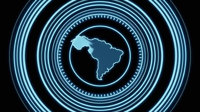 Digital depiction of brazil surrounded by futuristic concentric waves