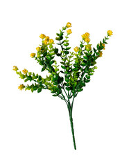 Artificial eucalyptus plant with yellow decorative flowers