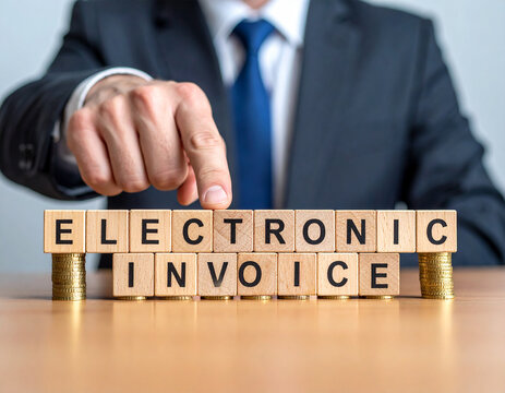 Electronic invoice - Geschäftsmann zeigt auf das Wort "Electronic invoice"