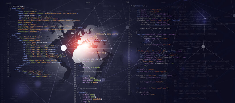 digital web computer coding language banner