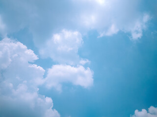 Obraz premium The sky was clear, the soft white clouds looked calm.