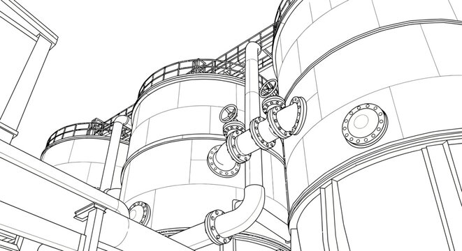 Industrial control panel illustration with gauges and switches