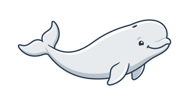 cute beluga whale cartoon marine animal vector illustration