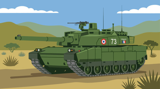 french leclerc battle tank armored military vehicle vector