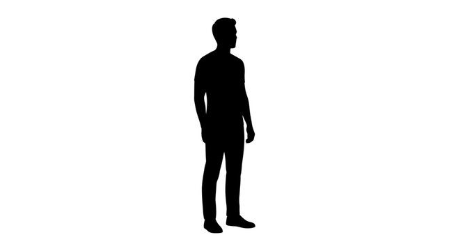 black silhouette man standing isolated minimal vector illustration