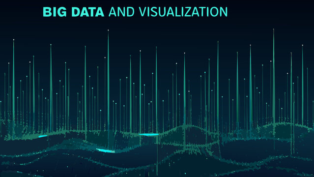 Abstract data visualization with glowing lines and a dark blue background
