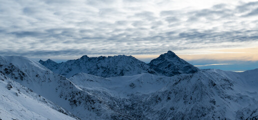 Mountain peak snow-capped mountains snow rocks landscape