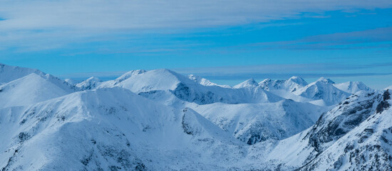Mountain peak snow-capped mountains snow rocks landscape