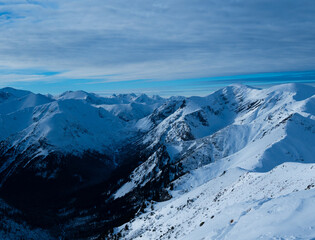 Mountain peak snow-capped mountains snow rocks landscape