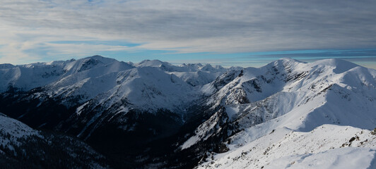 Mountain peak snow-capped mountains snow rocks landscape