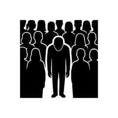 Depressed man feeling lonely among a crowd